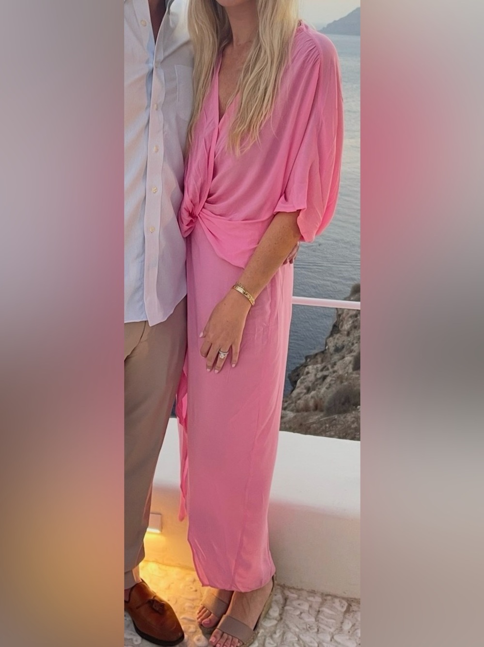 Young, Fabulous & Broke Women's Pink Twist-Front Maxi Dress with Dolman Sleeves